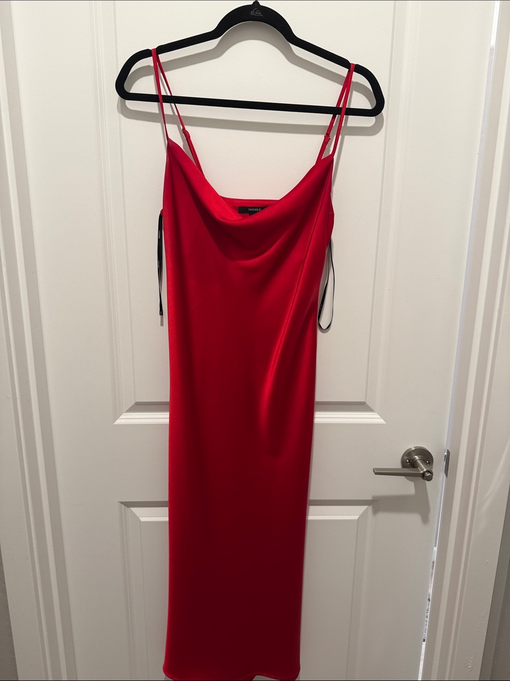 Forever 21 Red Satin Cowl Neck Midi Slip Dress